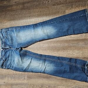 a.n.a Blue Straight Leg Jeans with Distressed Details